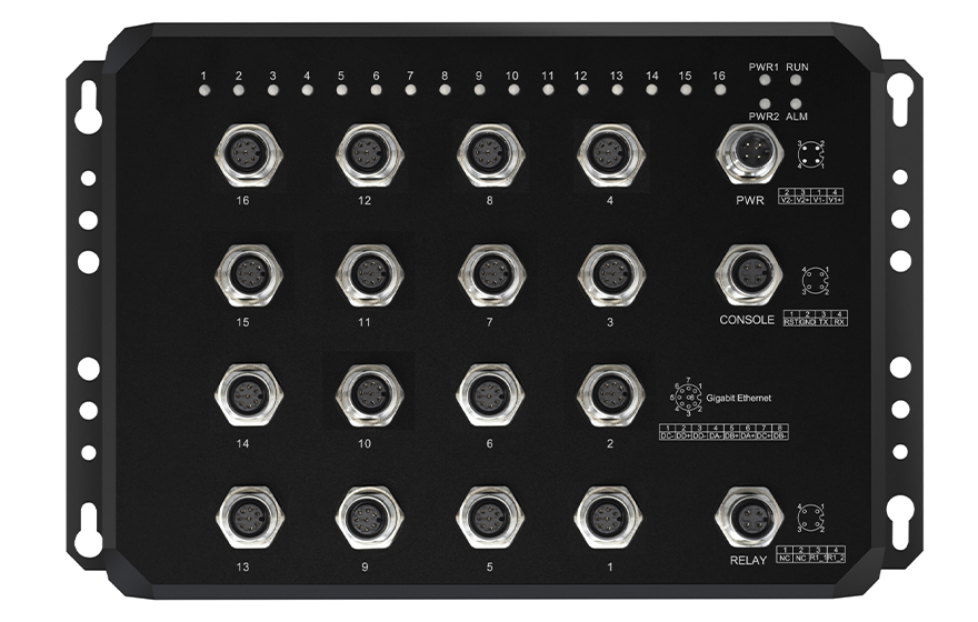 飛暢科技-<b>M12 IP68防護 管理型16路千兆電交換機</b>