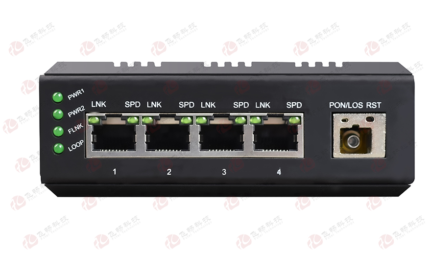 飛暢科技-Mini工業軌式 4路千兆 EPON/GPON